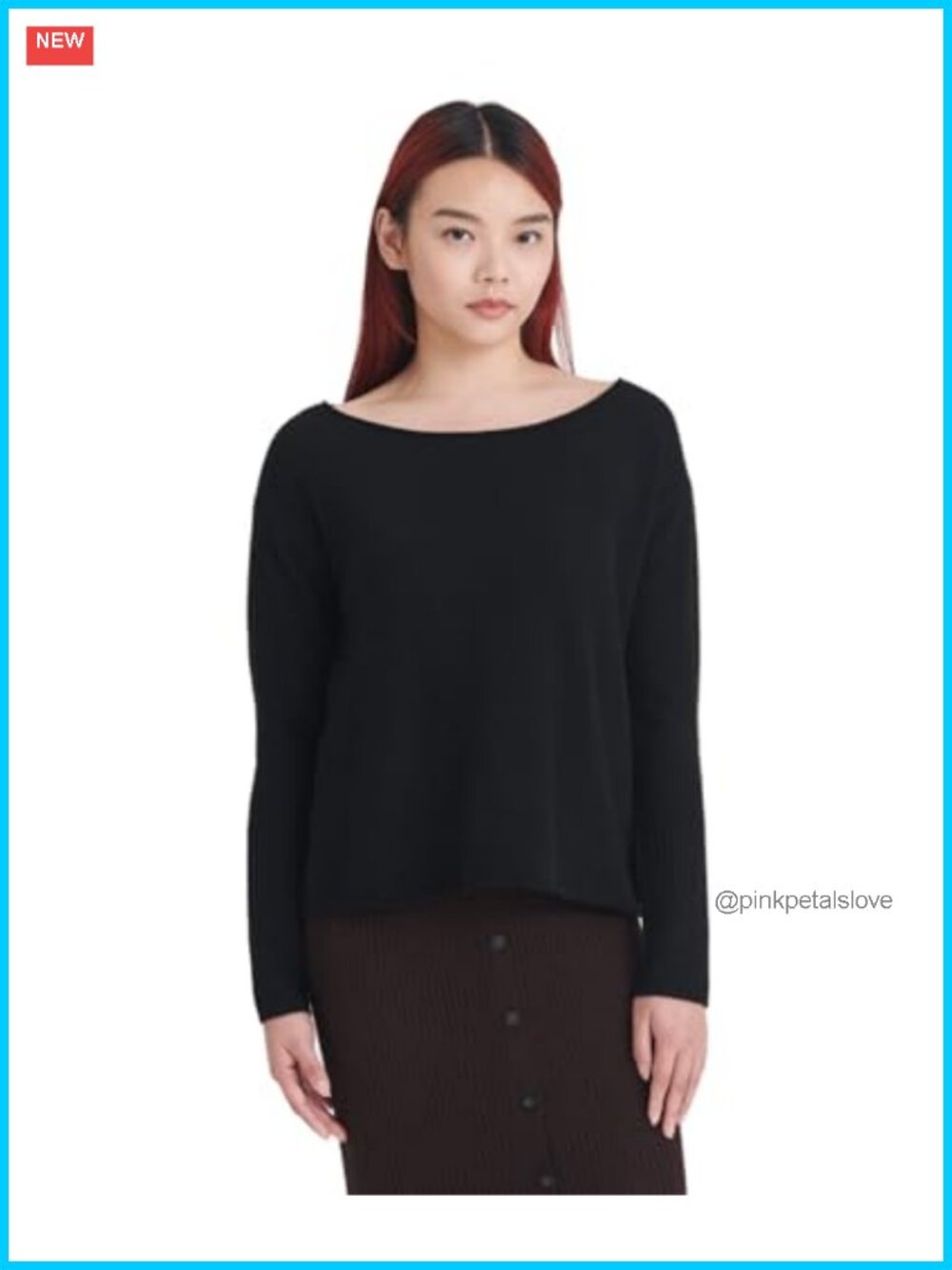 100% Cashmere Boatneck Sweater Relaxed Drop Shoulder Pullover